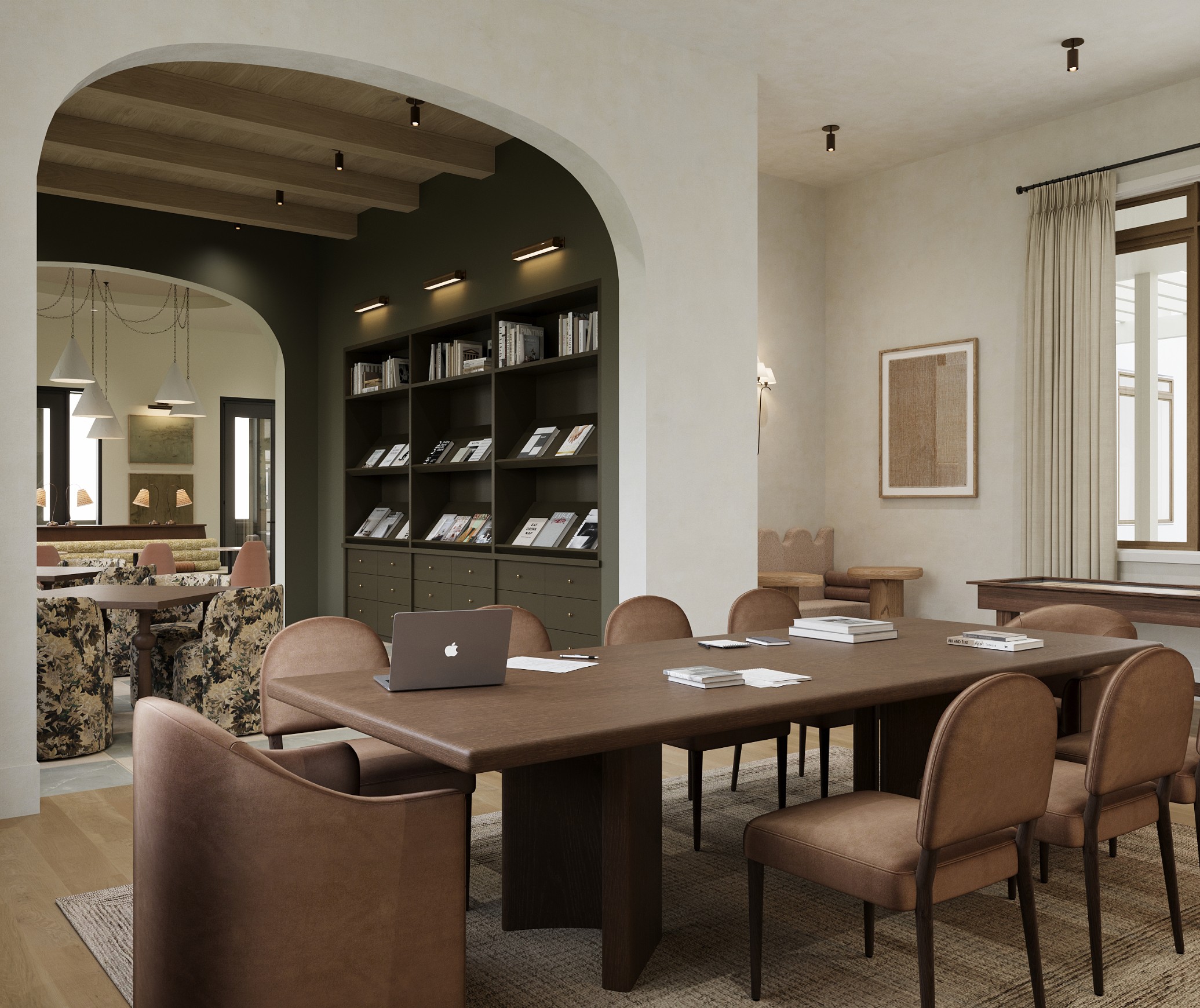 Rendering of the game library at Citizen House Canyon Ranch